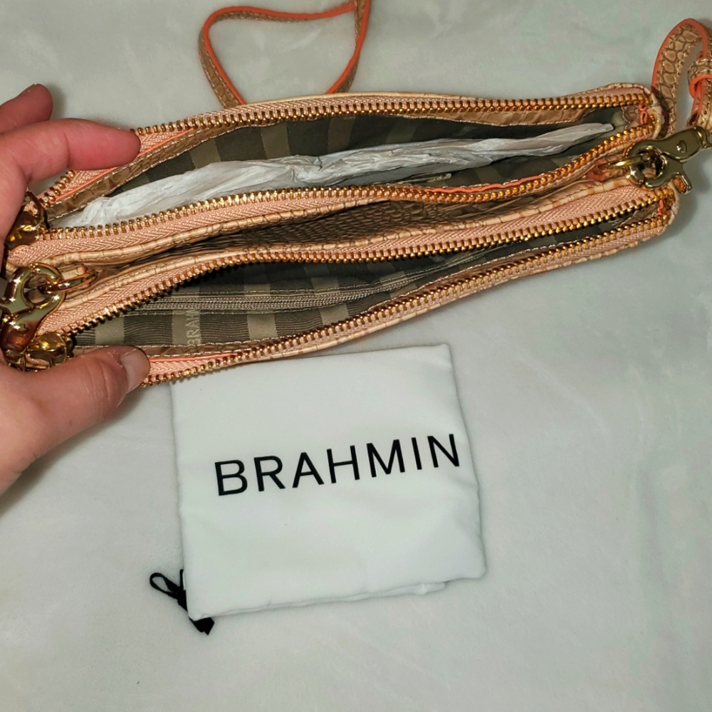 NWT Brahmin Perri Crossbody Coral Whitney Genuine Leather Bag - Picture 8 of 11